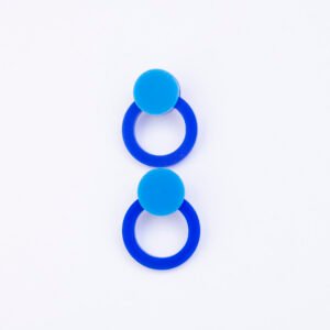 Pendientes azules de metacrilato espejo en forma de aro doble